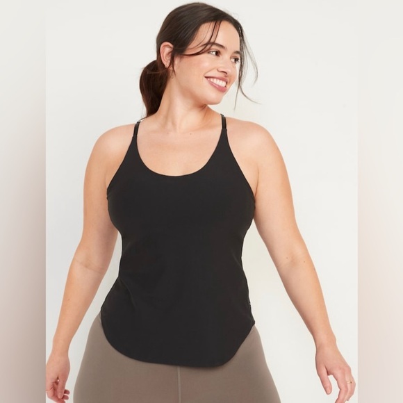 NWT! Black PowerLite LYCRA® ADAPTIV Racerback Shelf-Bra Tank Top - Large 🤎 - Picture 7 of 11